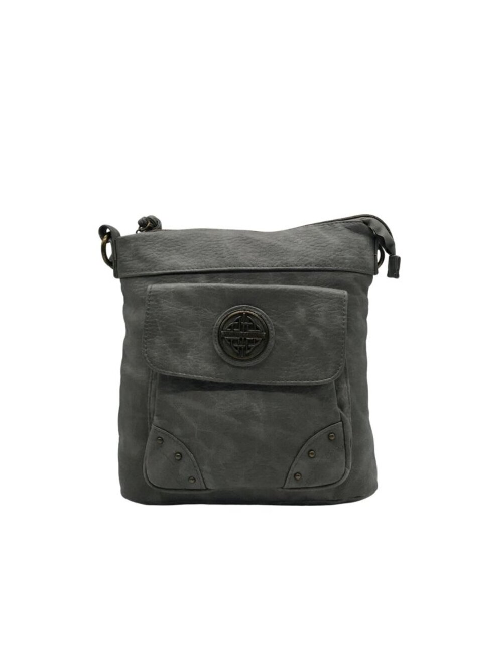 Stone Mountain Grey Faux Leather Crossbody Bag